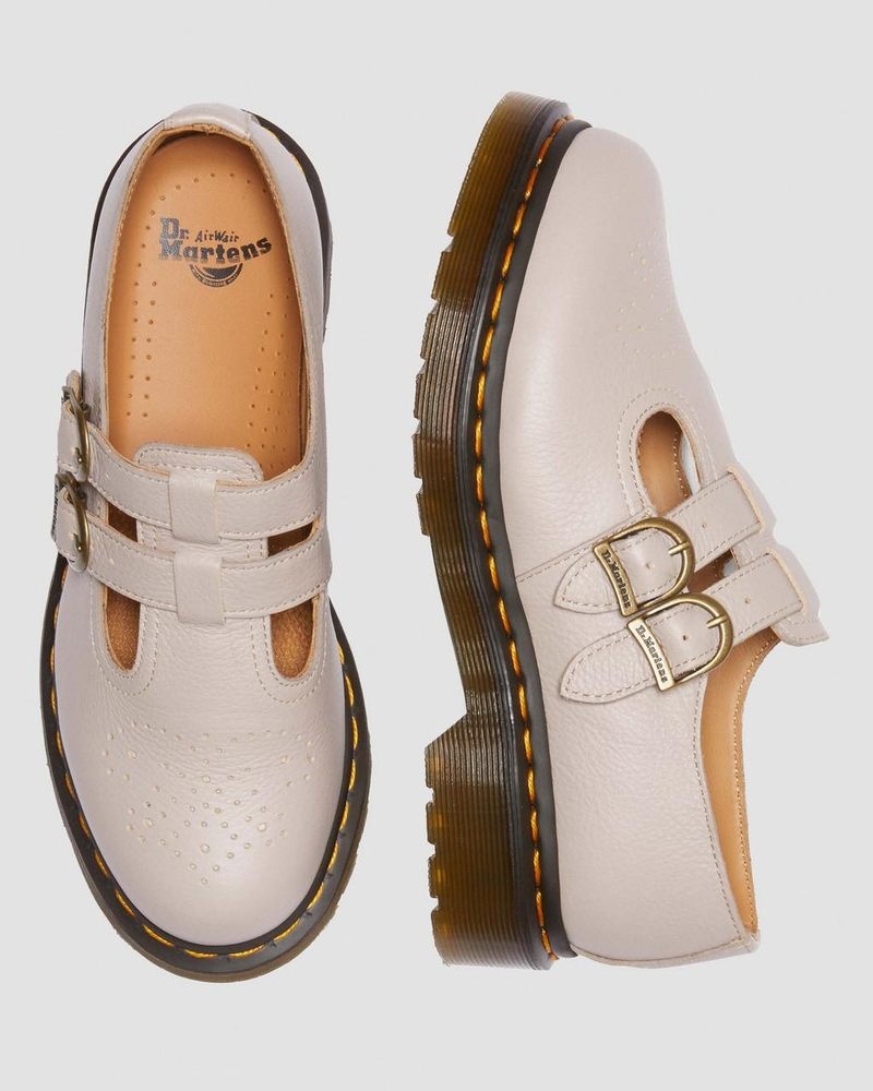 Dr Doc Martens 8065 Virginia Cuero Mary Jane Shoes (Virginia) Vintage Taupe | EV24-P8IO