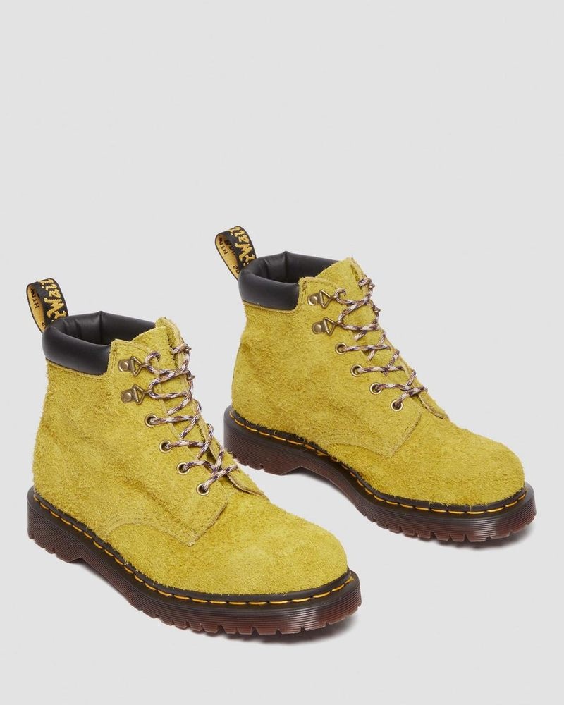 Dr Doc Martens 939 Ben Gamuza Acolchado Collar Encaje Up Boots (Long Napped Gamuza) Verdes | GV09-O0NU