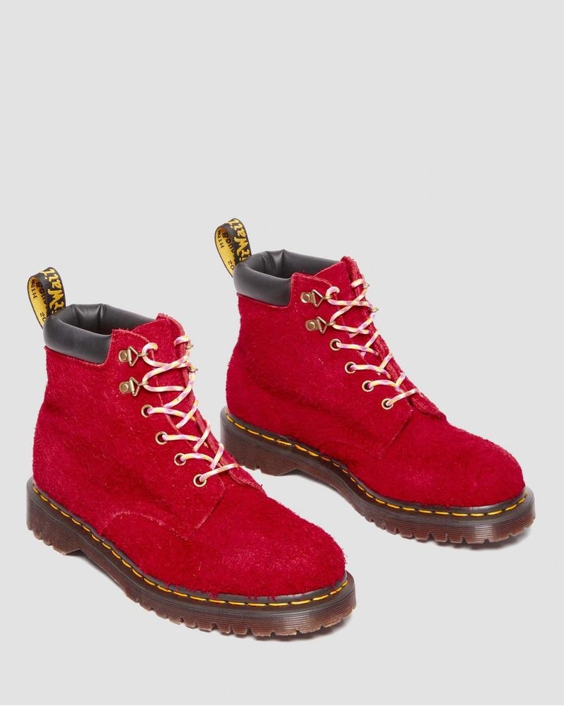 Dr Doc Martens 939 Ben Gamuza Acolchado Collar Encaje Up Boots (Long Napped Gamuza) Rojos | BE99-I2RR