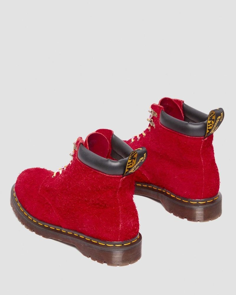 Dr Doc Martens 939 Ben Gamuza Acolchado Collar Encaje Up Boots (Long Napped Gamuza) Rojos | BE99-I2RR