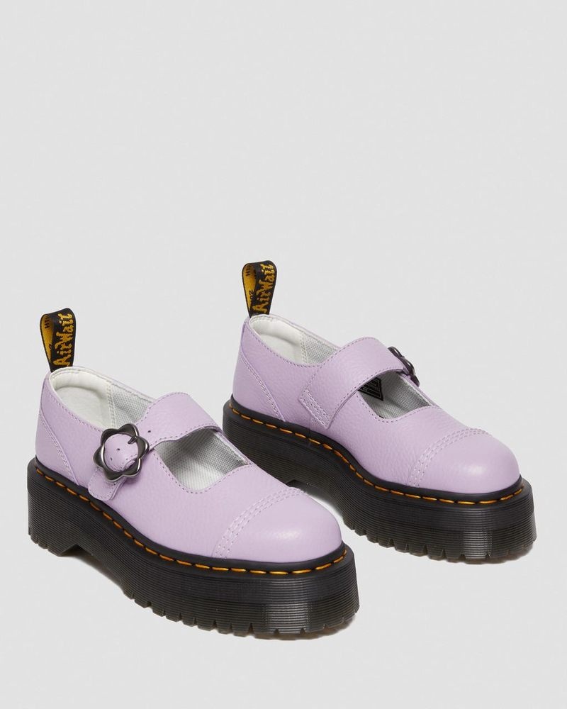 Dr Doc Martens Addina Flower Hebilla Cuero Plataforma Shoes (Milled Nappa) Lilac | WS43-M2OD