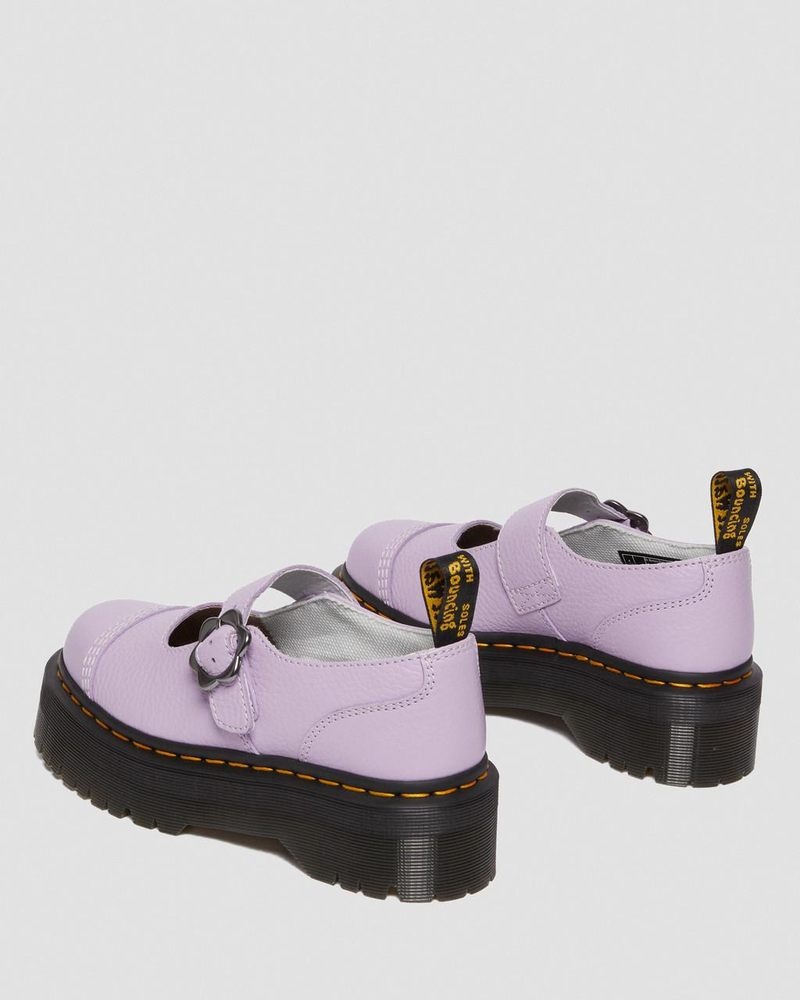 Dr Doc Martens Addina Flower Hebilla Cuero Plataforma Shoes (Milled Nappa) Lilac | WS43-M2OD