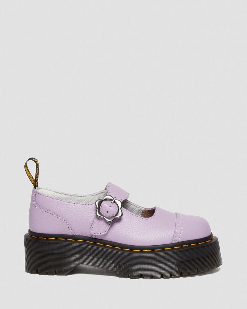 Dr Doc Martens Addina Flower Hebilla Cuero Plataforma Shoes (Milled Nappa) Lilac | WS43-M2OD