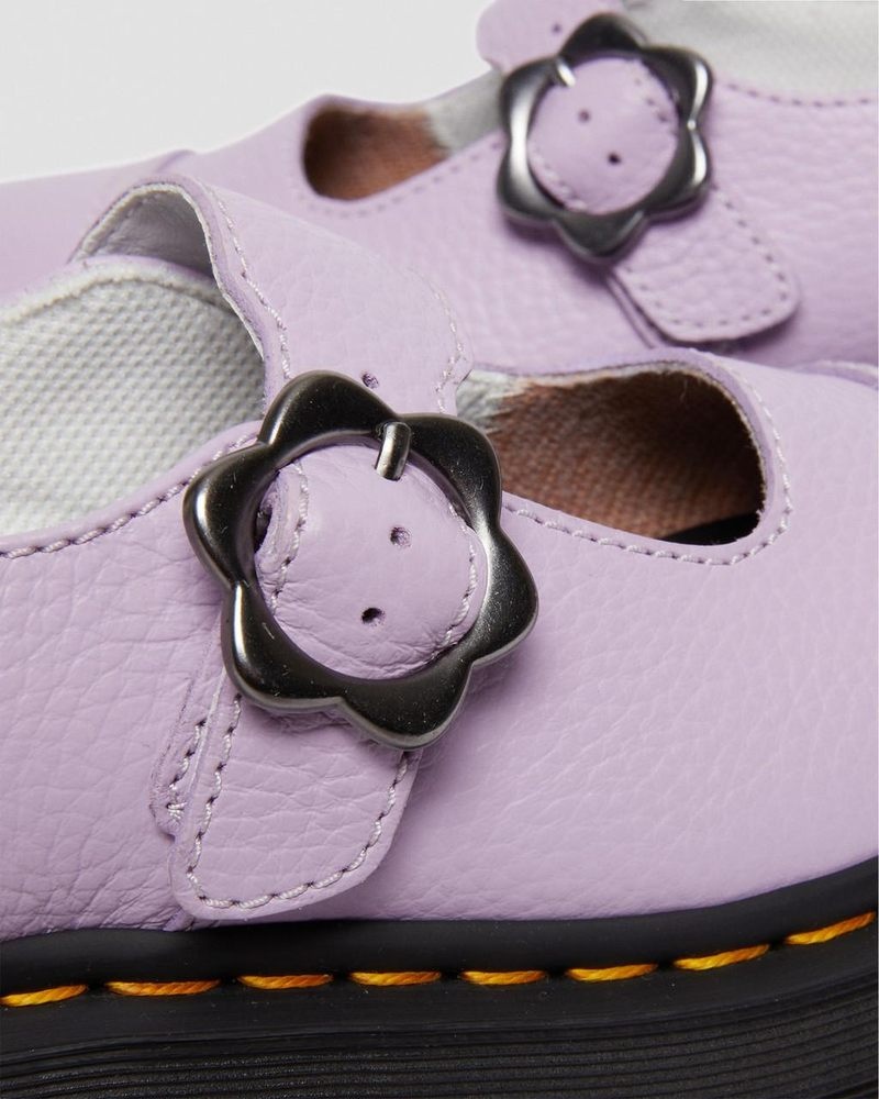 Dr Doc Martens Addina Flower Hebilla Cuero Plataforma Shoes (Milled Nappa) Lilac | WS43-M2OD