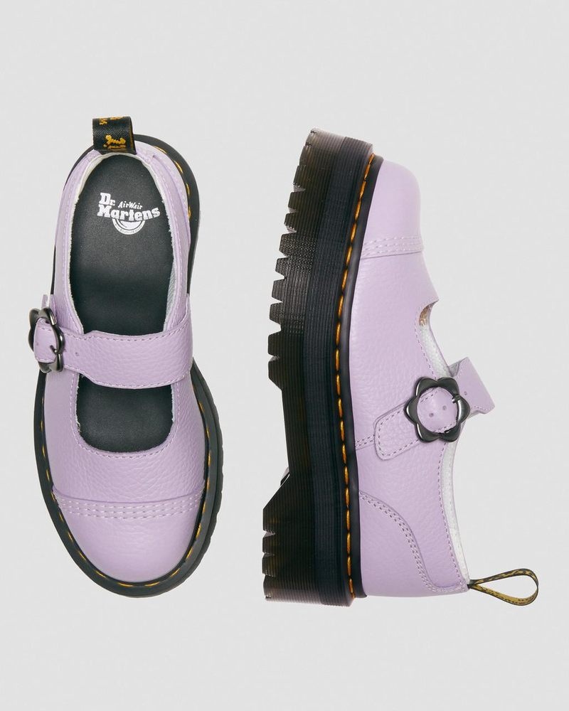 Dr Doc Martens Addina Flower Hebilla Cuero Plataforma Shoes (Milled Nappa) Lilac | WS43-M2OD