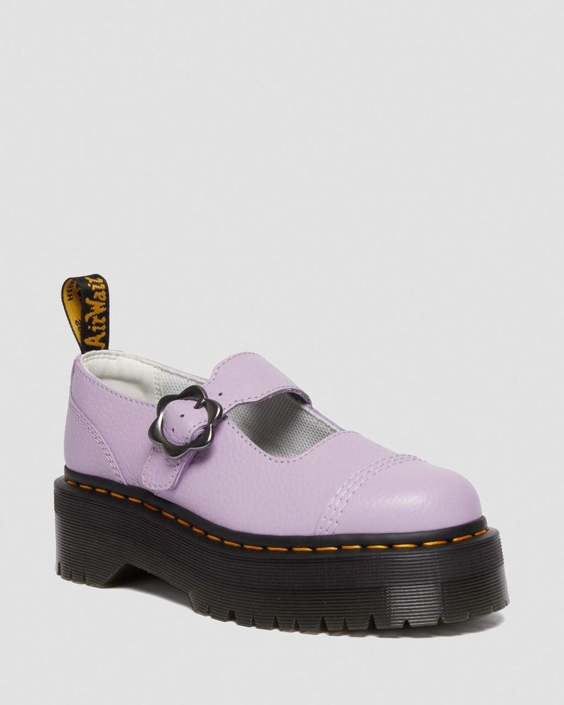 Dr Doc Martens Addina Flower Hebilla Cuero Plataforma Shoes (Milled Nappa) Lilac | WS43-M2OD