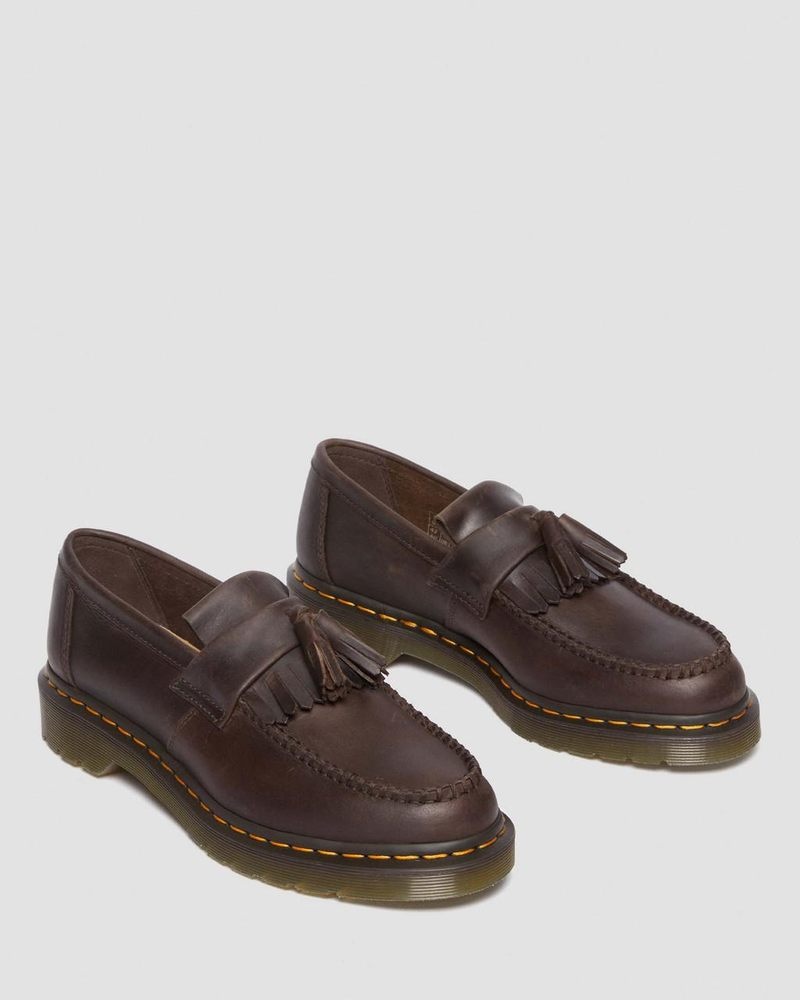 Dr Doc Martens Adrian Crazy Horse Cuero Tassel Loafers (Crazy Horse) Marrom Oscuro | UN44-D4SC