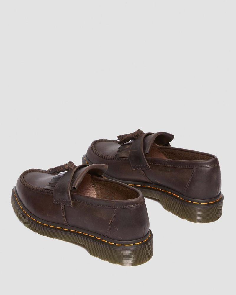 Dr Doc Martens Adrian Crazy Horse Cuero Tassel Loafers (Crazy Horse) Marrom Oscuro | UN44-D4SC