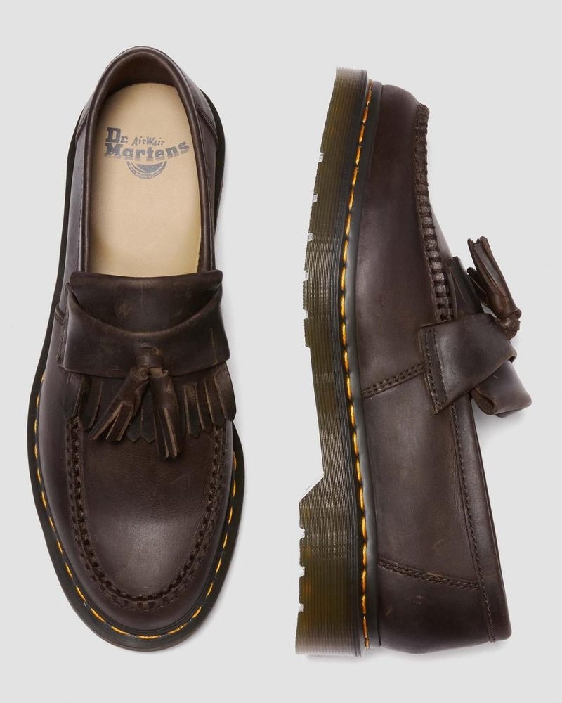 Dr Doc Martens Adrian Crazy Horse Cuero Tassel Loafers (Crazy Horse) Marrom Oscuro | UN44-D4SC