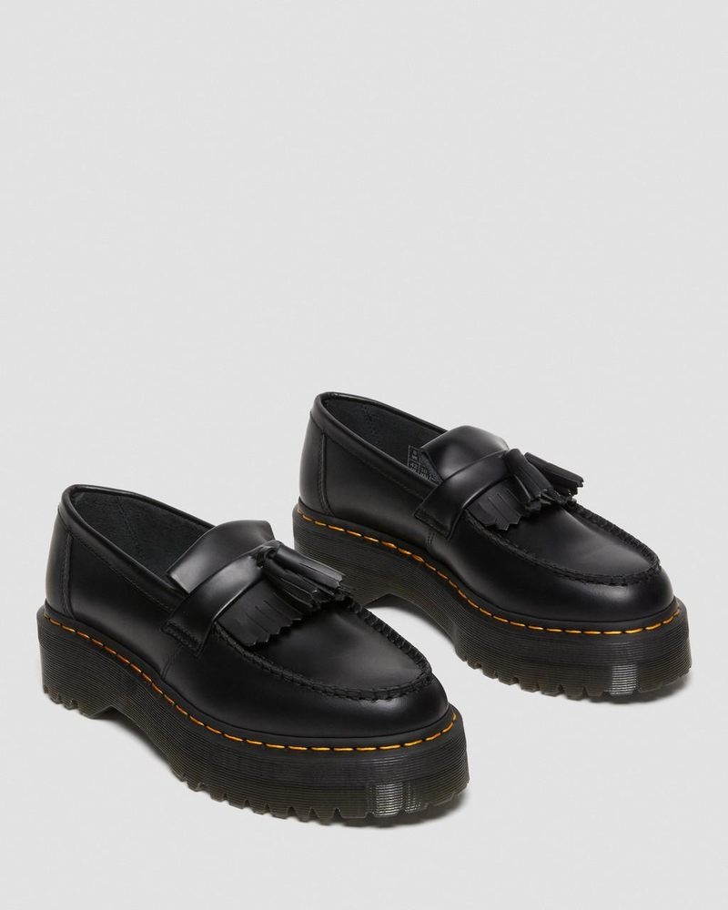 Dr Doc Martens Adrian Cuero Plataforma Tassel Loafers (Smooth Cuero) Negros | RD69-G3JA