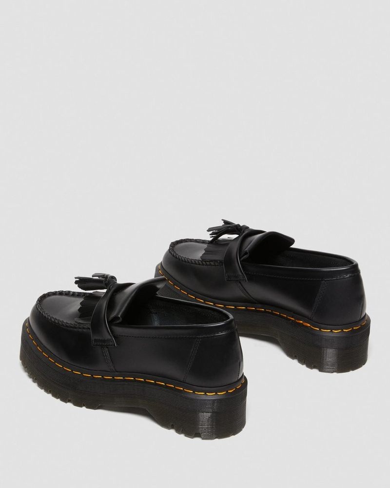 Dr Doc Martens Adrian Cuero Plataforma Tassel Loafers (Smooth Cuero) Negros | RD69-G3JA