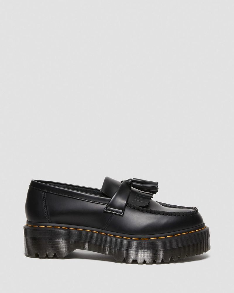 Dr Doc Martens Adrian Cuero Plataforma Tassel Loafers (Smooth Cuero) Negros | RD69-G3JA