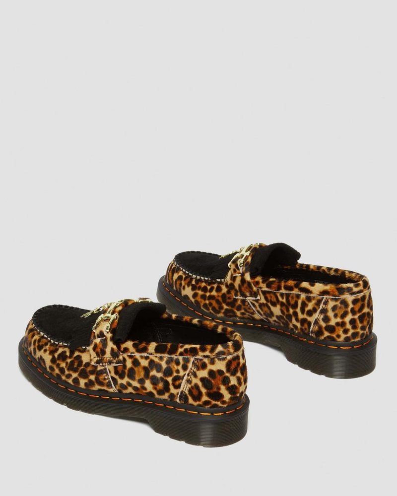 Dr Doc Martens Adrian Hair-On Leopard Print Snaffle Loafers (Hair On+Desert Oasis Gamuza) Leopardo Negros | CZ70-T6BG