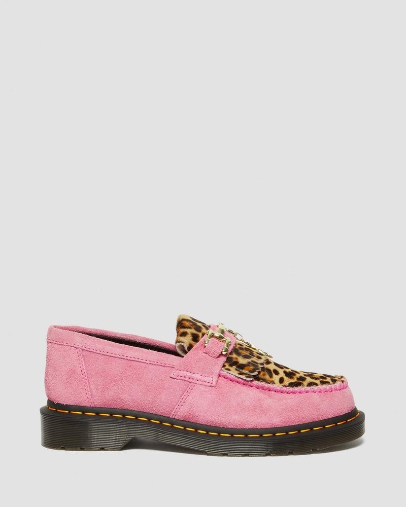 Dr Doc Martens Adrian Hair-On Leopard Snaffle Loafers (Hair On+Desert Oasis Gamuza) Rosas Leopardo | WS21-U1EO