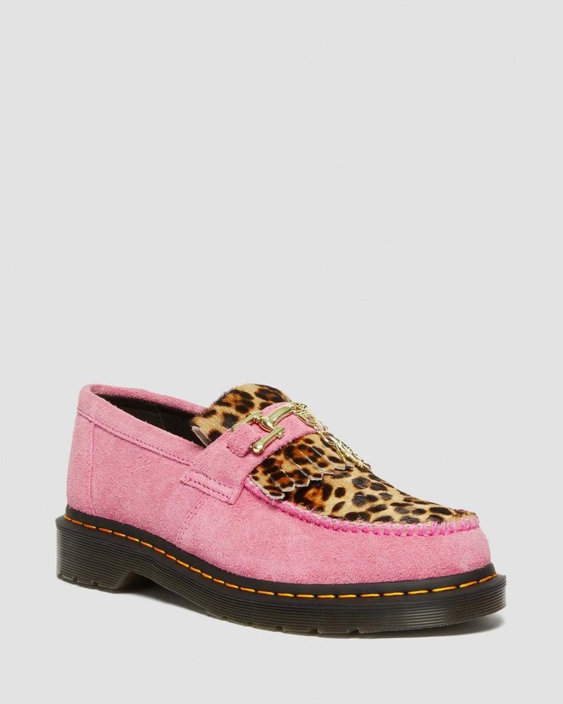 Dr Doc Martens Adrian Hair-On Leopard Snaffle Loafers (Hair On+Desert Oasis Gamuza) Rosas Leopardo | WS21-U1EO