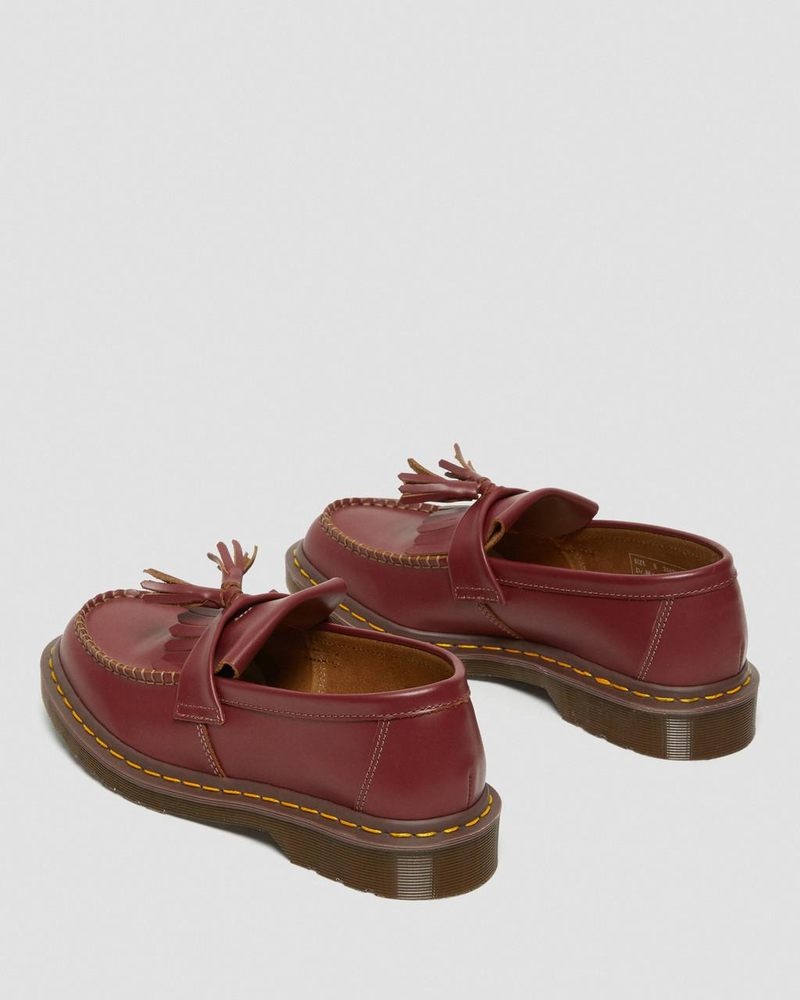 Dr Doc Martens Adrian Made in England Quilon Cuero Tassel Loafers (Quilon) Rojos | LX75-C5AH