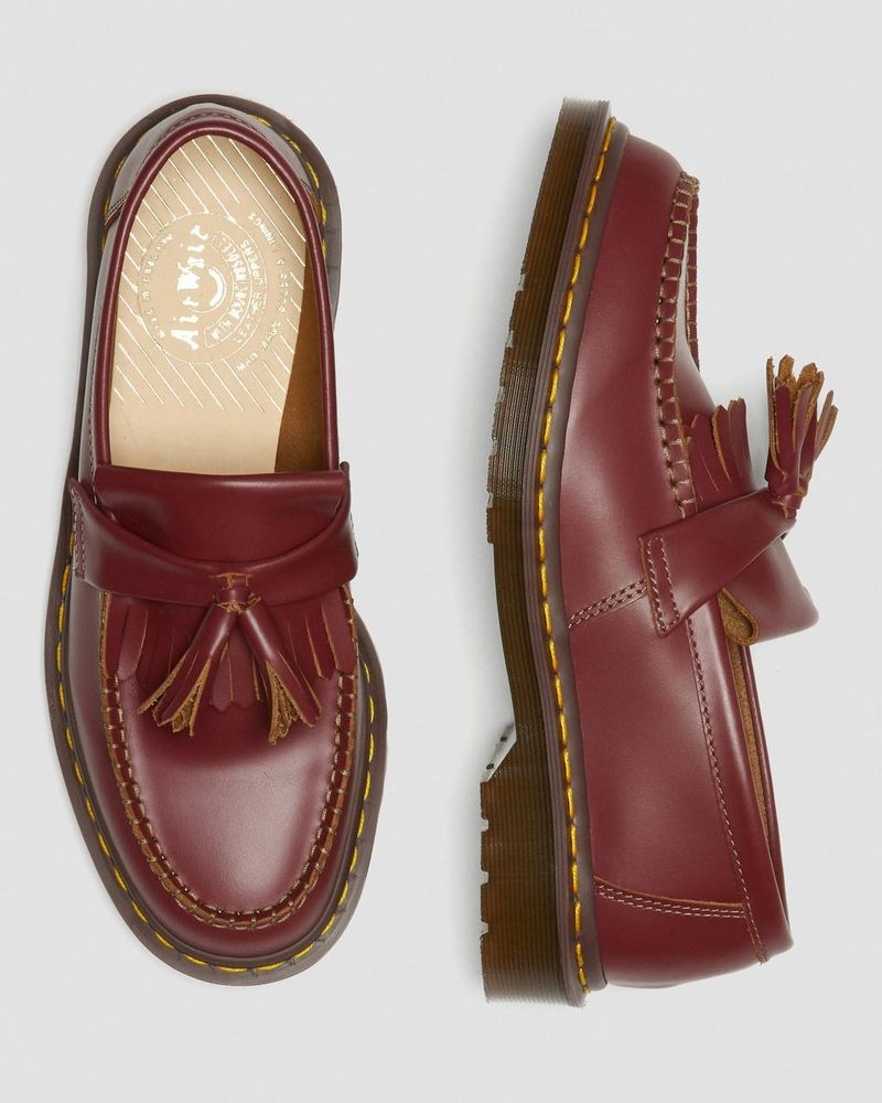 Dr Doc Martens Adrian Made in England Quilon Cuero Tassel Loafers (Quilon) Rojos | LX75-C5AH