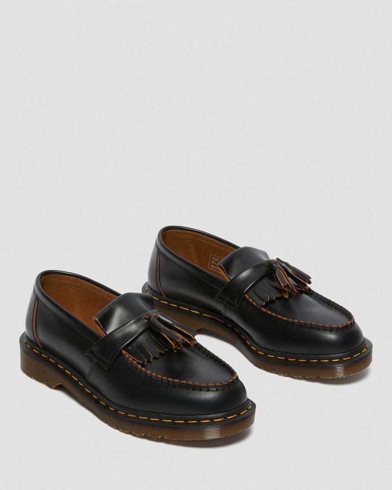 Dr Doc Martens Adrian Made in England Quilon Cuero Tassel Loafers (Quilon) Negros | UJ74-I0UL