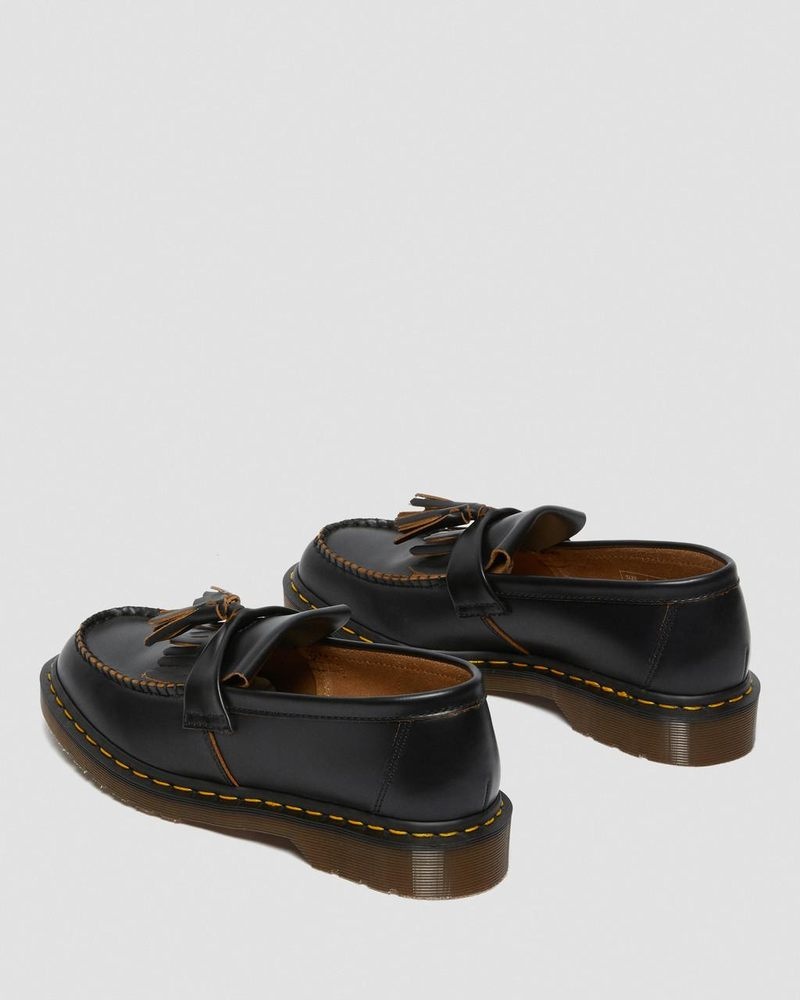 Dr Doc Martens Adrian Made in England Quilon Cuero Tassel Loafers (Quilon) Negros | UJ74-I0UL