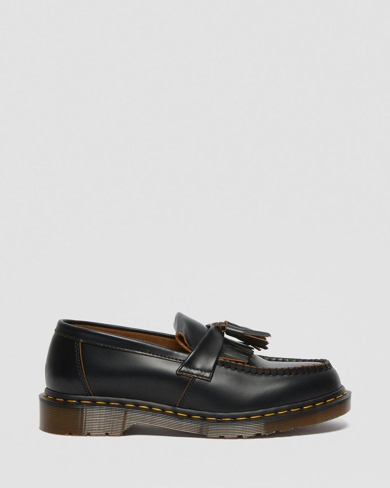 Dr Doc Martens Adrian Made in England Quilon Cuero Tassel Loafers (Quilon) Negros | UJ74-I0UL