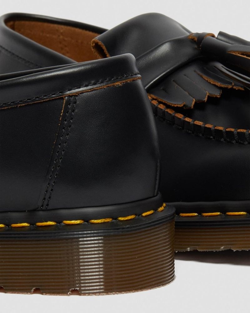 Dr Doc Martens Adrian Made in England Quilon Cuero Tassel Loafers (Quilon) Negros | UJ74-I0UL