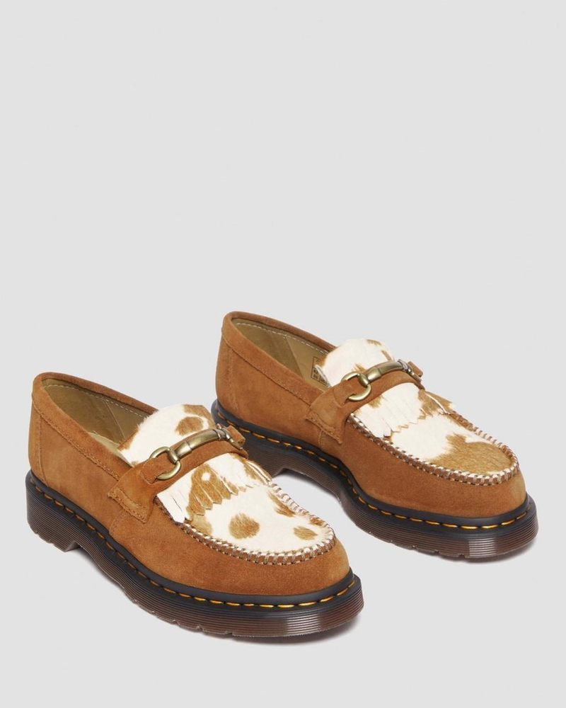 Dr Doc Martens Adrian Snaffle Hair-On Cow Print Kiltie Loafers (Repello Calf Gamuza + Hair On) Marrom | DQ92-E8TF