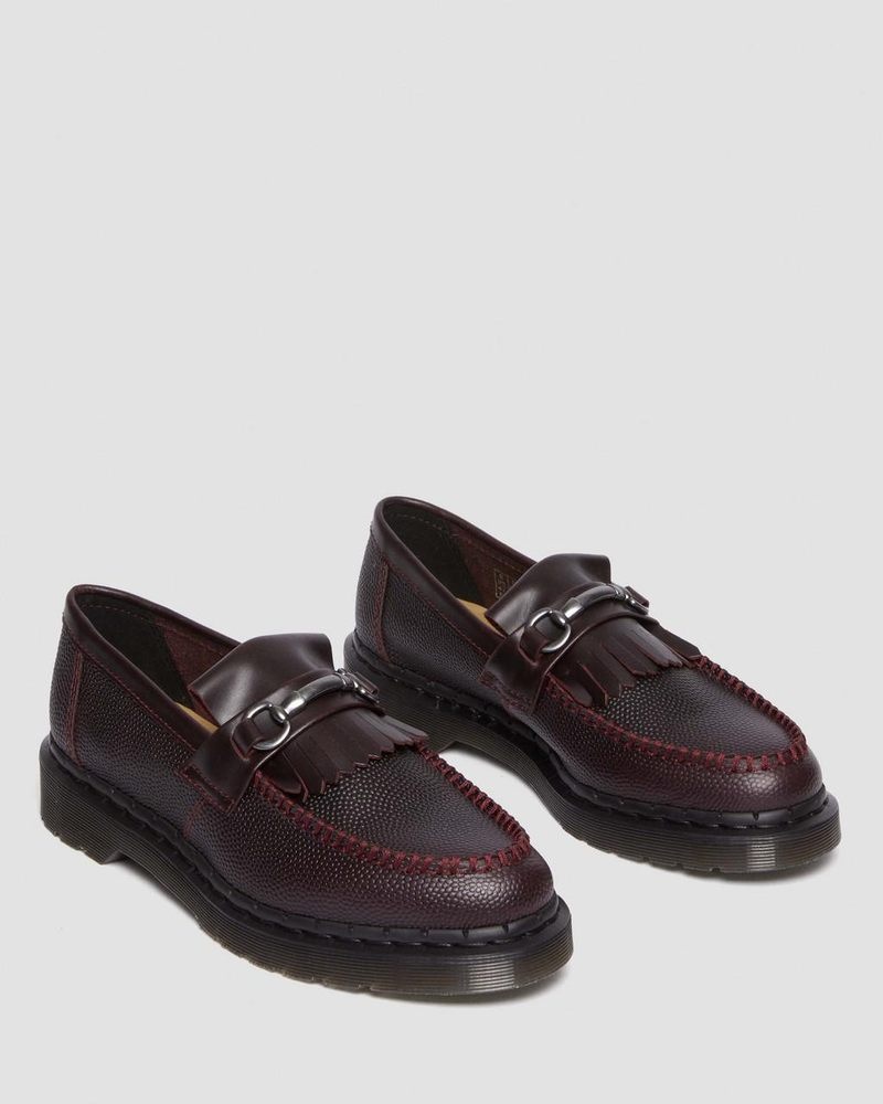 Dr Doc Martens Adrian Snaffle Pebble Grain Cuero Kiltie Loafers Oxblood | CL55-V1UW