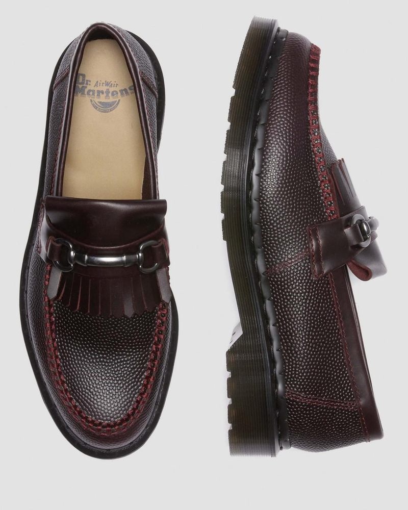 Dr Doc Martens Adrian Snaffle Pebble Grain Cuero Kiltie Loafers Oxblood | CL55-V1UW