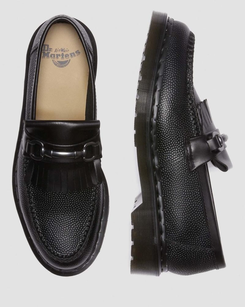 Dr Doc Martens Adrian Snaffle Pebble Grain Cuero Kiltie Loafers Negros | XF93-P3PJ