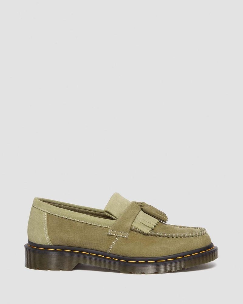 Dr Doc Martens Adrian Tumbled Nubuck Cuero Tassel Loafers (Tumbled Nubuck) Verde Oliva | LN03-V4FU