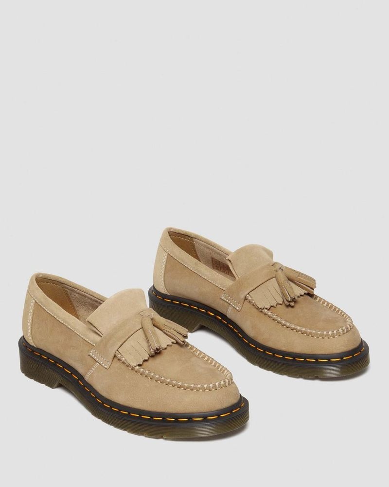 Dr Doc Martens Adrian Tumbled Nubuck Cuero Tassel Loafers (Tumbled Nubuck) Savannah Tan | QN96-Y1KW