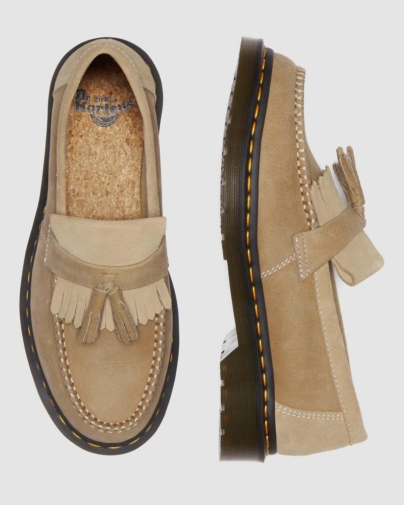 Dr Doc Martens Adrian Tumbled Nubuck Cuero Tassel Loafers (Tumbled Nubuck) Savannah Tan | QN96-Y1KW