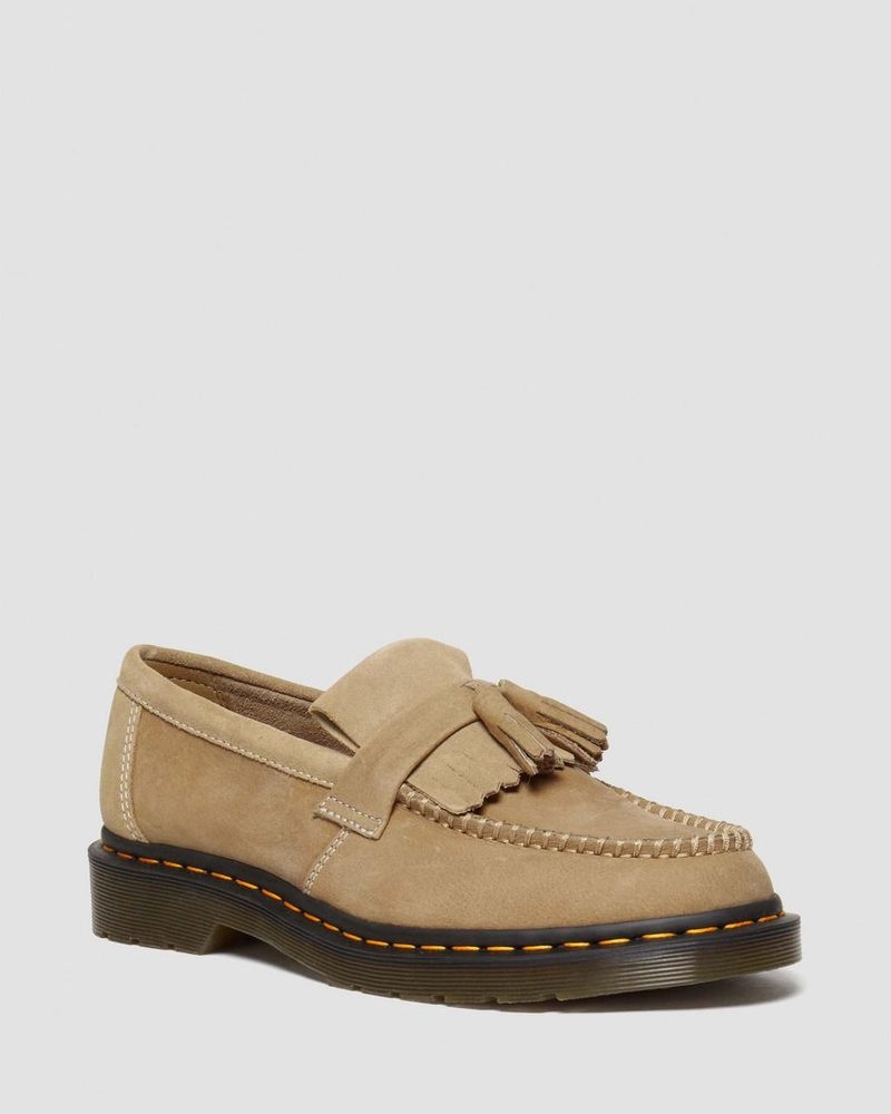 Dr Doc Martens Adrian Tumbled Nubuck Cuero Tassel Loafers (Tumbled Nubuck) Savannah Tan | QN96-Y1KW