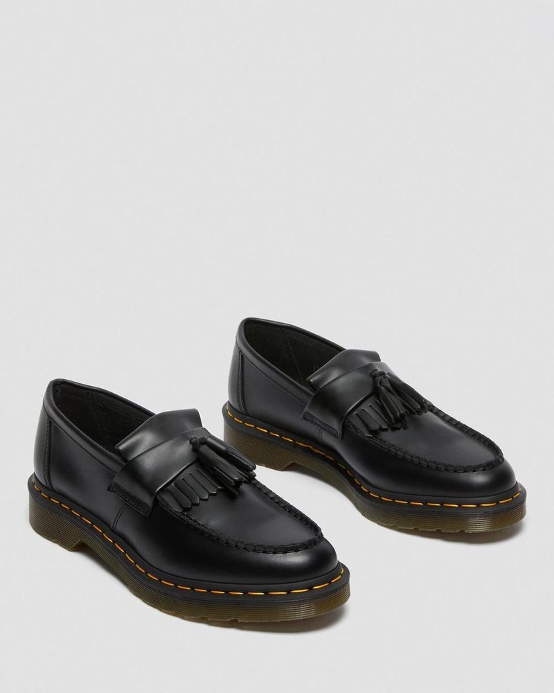 Dr Doc Martens Adrian Yellow Stitch Cuero Tassel Loafers (Smooth Cuero) Negros | UZ76-O8KJ