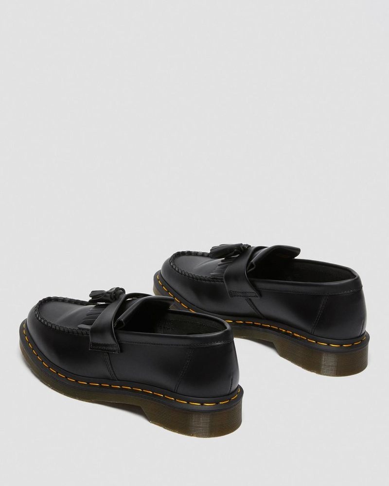 Dr Doc Martens Adrian Yellow Stitch Cuero Tassel Loafers (Smooth Cuero) Negros | UZ76-O8KJ