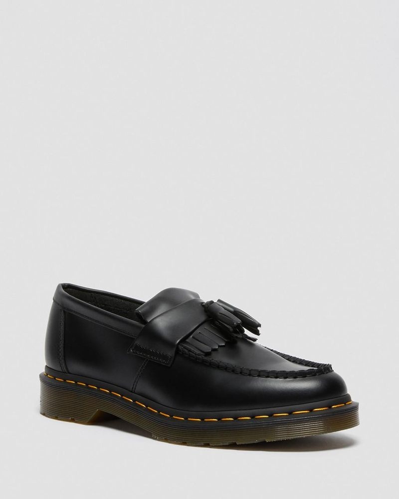 Dr Doc Martens Adrian Yellow Stitch Cuero Tassel Loafers (Smooth Cuero) Negros | UZ76-O8KJ