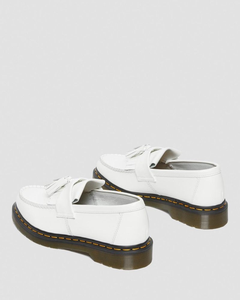 Dr Doc Martens Adrian Yellow Stitch Cuero Tassel Loafers (Smooth Cuero) Blancos | KY21-S5SO