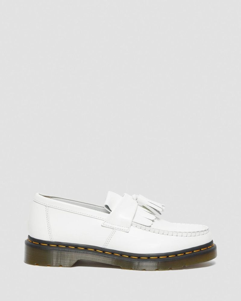 Dr Doc Martens Adrian Yellow Stitch Cuero Tassel Loafers (Smooth Cuero) Blancos | KY21-S5SO