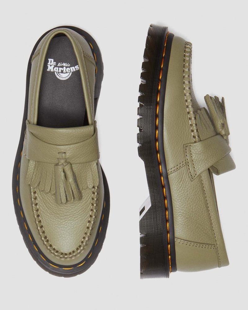 Dr Doc Martens Adrian - Virginia Cuero Tassel Loafers (Virginia) Verde Oliva | SS76-R8RS