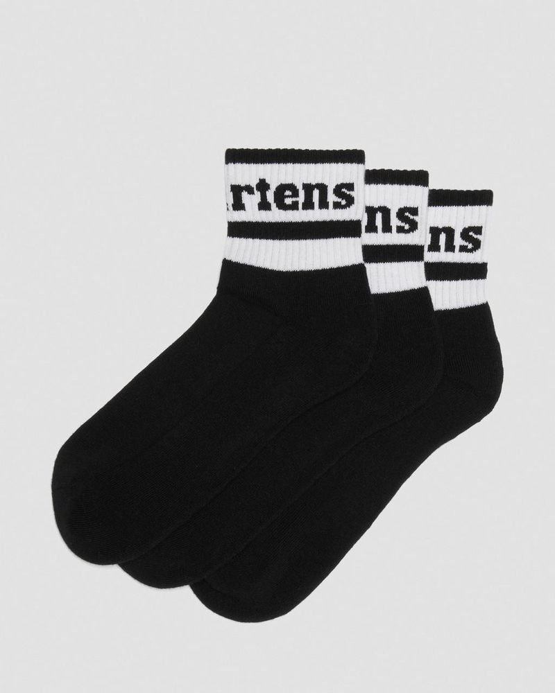 Dr Doc Martens Atléticos Logo Algodon Blend Corta 3-Pack Socks (Algodon Blend) Negros | IT68-P7IZ