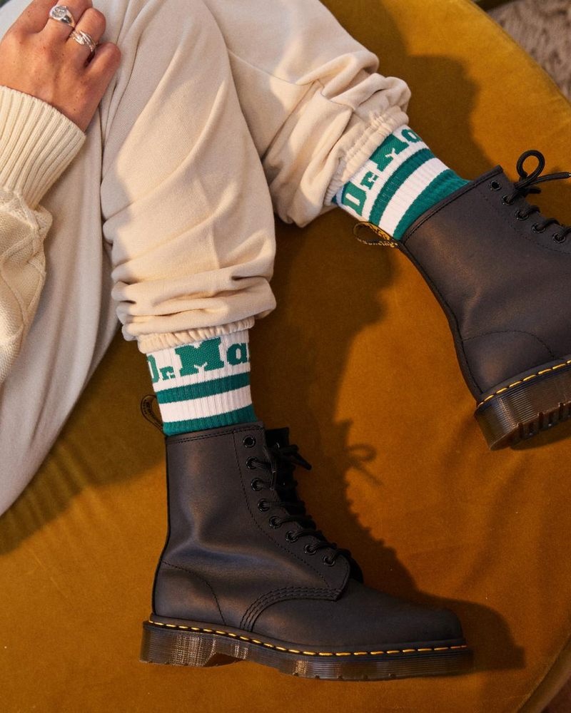 Dr Doc Martens Atléticos Logo Organic Algodon Blend Socks (Algodon Blend) Verdes | JJ65-X8WJ