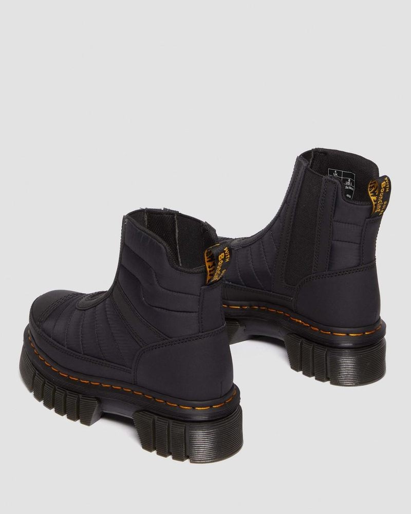 Dr Doc Martens Audrick Acolchado Plataforma Chelsea Boots (Rubberised Cuero+Warm Acolchado) Negros | NH69-H6FZ