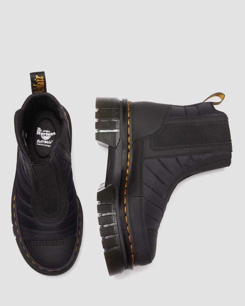 Dr Doc Martens Audrick Acolchado Plataforma Chelsea Boots (Rubberised Cuero+Warm Acolchado) Negros | NH69-H6FZ