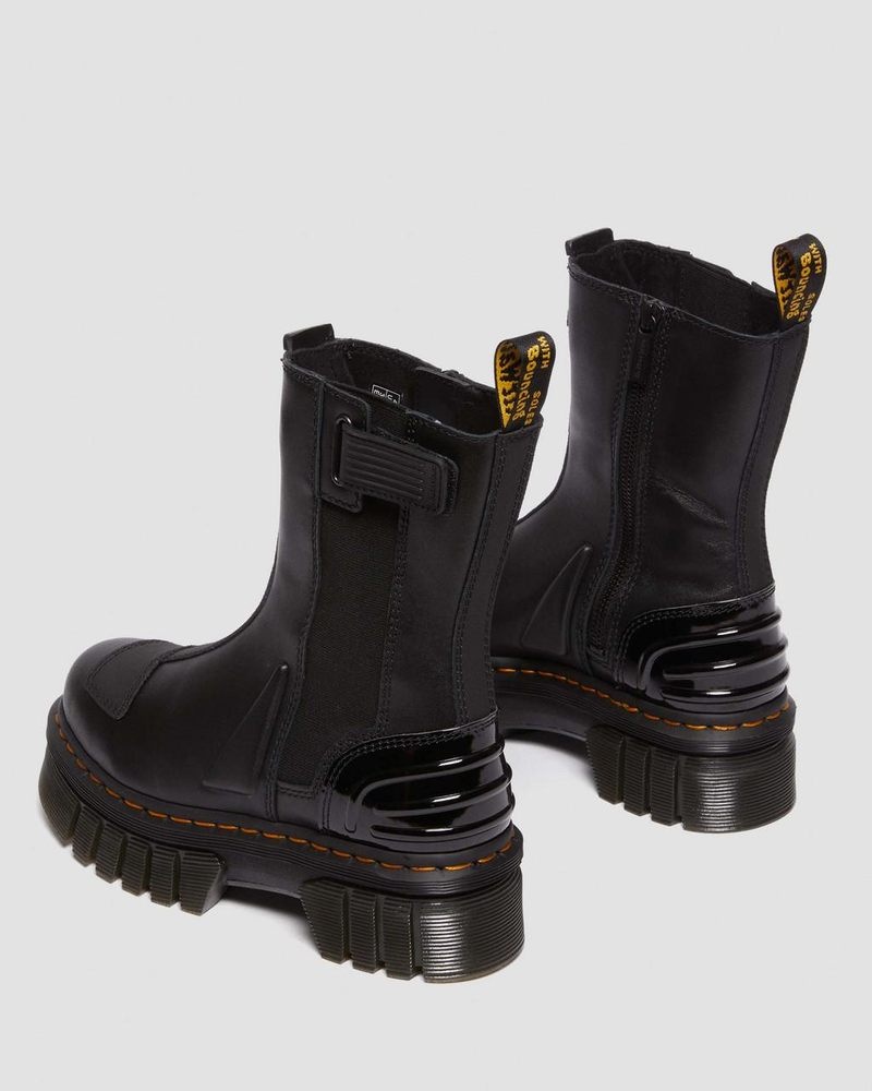 Dr Doc Martens Audrick Alternative Cuero Chelsea Hi Plataforma Boots Negros | XV34-V6IW