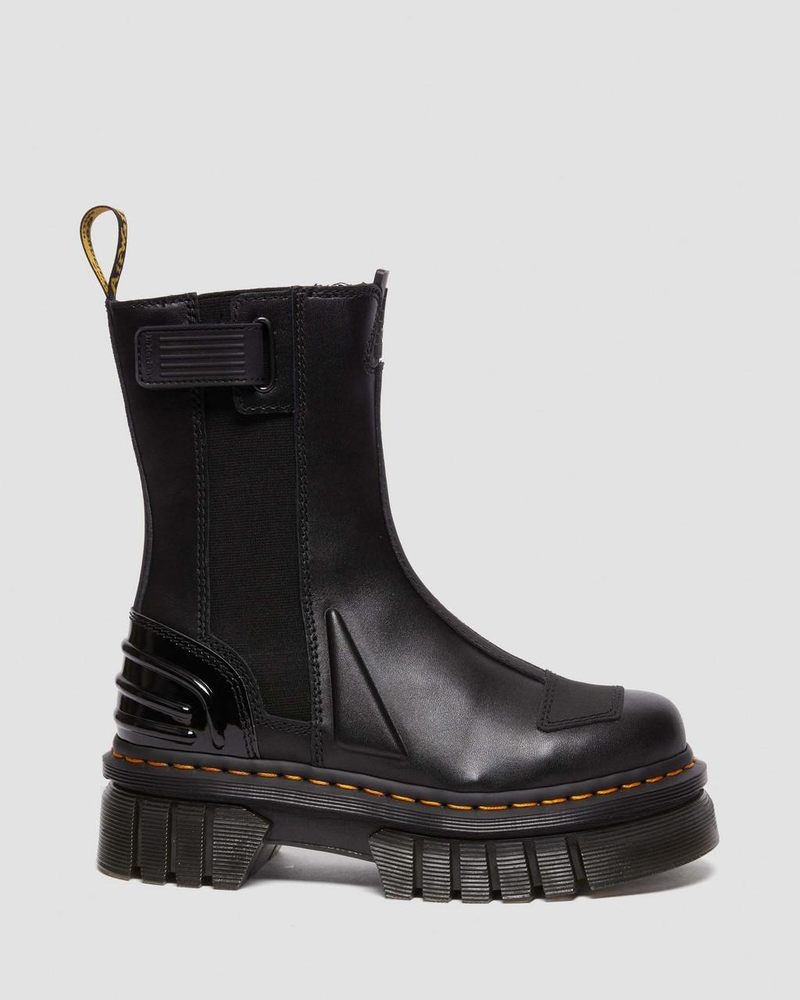 Dr Doc Martens Audrick Alternative Cuero Chelsea Hi Plataforma Boots Negros | XV34-V6IW