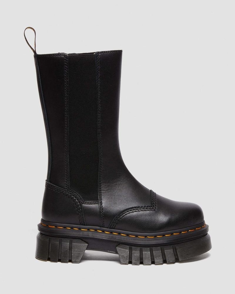 Dr Doc Martens Audrick Altos Nappa Cuero Plataforma Chelsea Boots (Nappa Lux) Negros | GG30-Y6QU