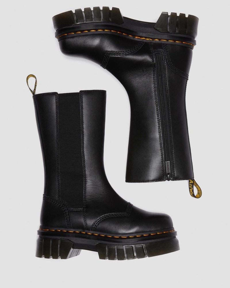 Dr Doc Martens Audrick Altos Nappa Cuero Plataforma Chelsea Boots (Nappa Lux) Negros | GG30-Y6QU