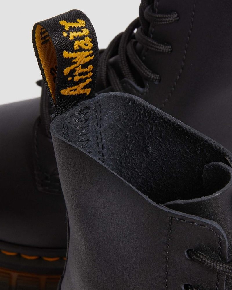 Dr Doc Martens Audrick Contrast Sole Cuero Plataforma Ankle Boots (Polished Lucido) Negros | BG17-M3CF