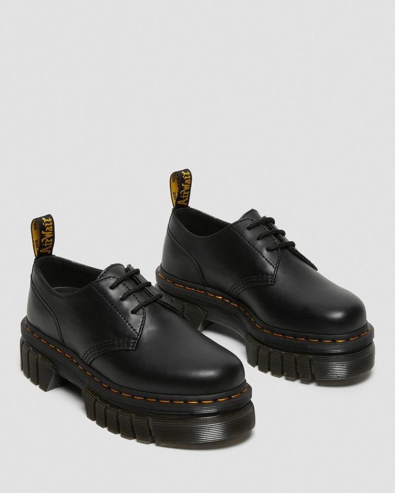 Dr Doc Martens Audrick Nappa Cuero Plataforma Shoes (Nappa Lux) Negros | FC82-Q6GU