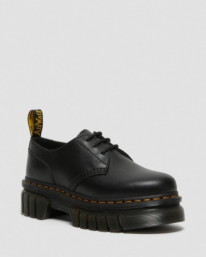 Dr Doc Martens Audrick Nappa Cuero Plataforma Shoes (Nappa Lux) Negros | FC82-Q6GU